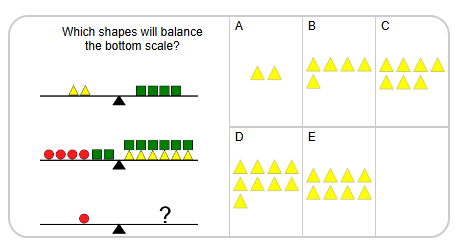 Balance Shapes - 3 Beams, Substitution and Subtraction, Simple Answer ...