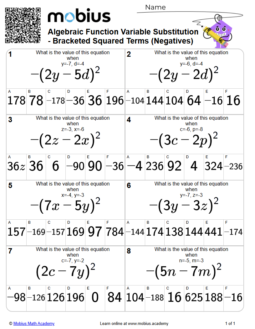 Algebraic Function Variable Substitution - Bracketed Squared Terms ...