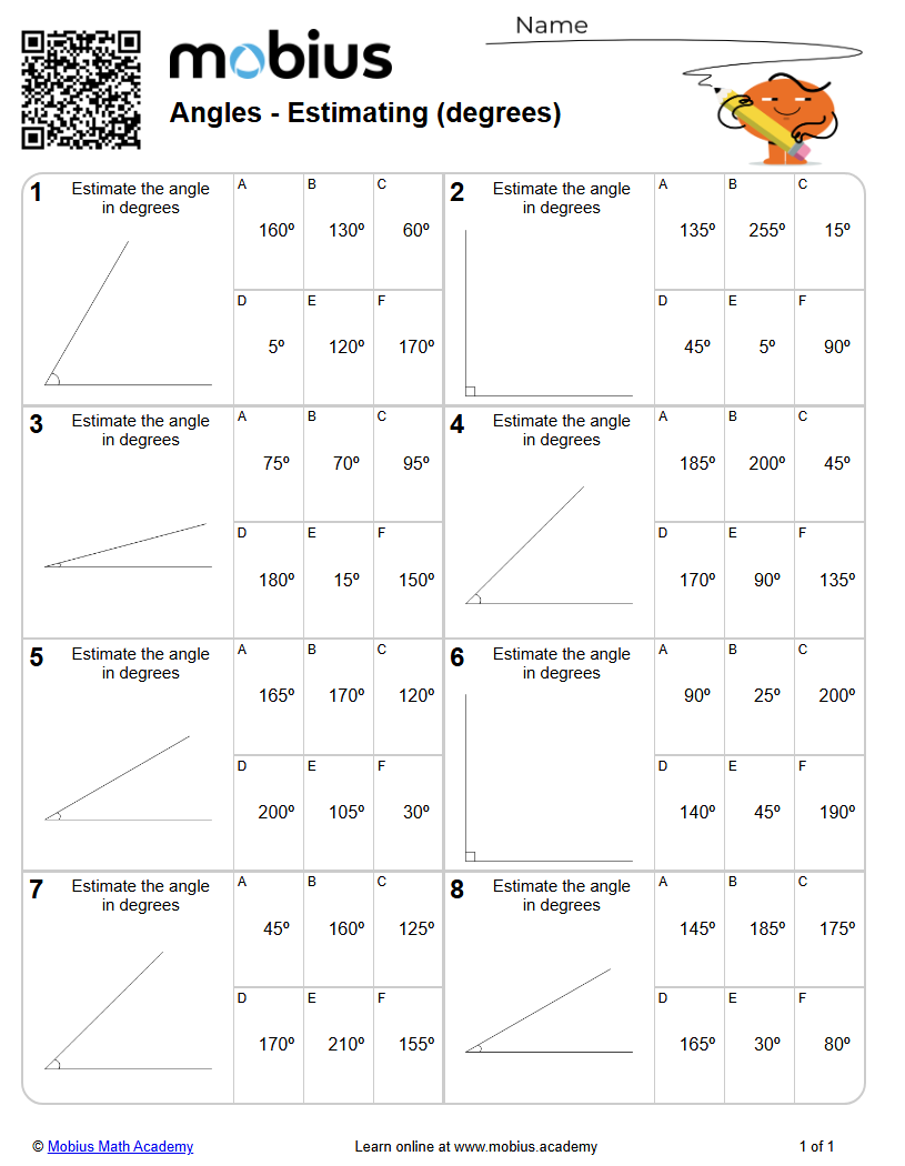 Estimating (degrees) (Level 1) | Geometry 2D | Grades 3-8 Math ...