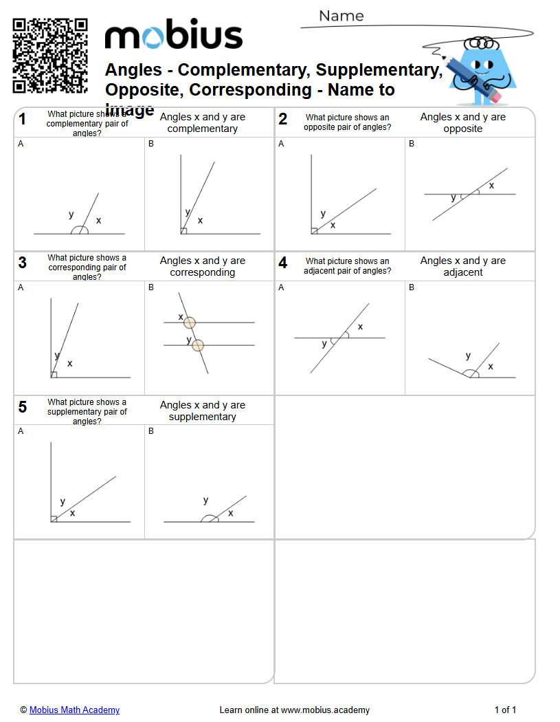 Complementary, Supplementary, Opposite, Corresponding - Name to Image ...