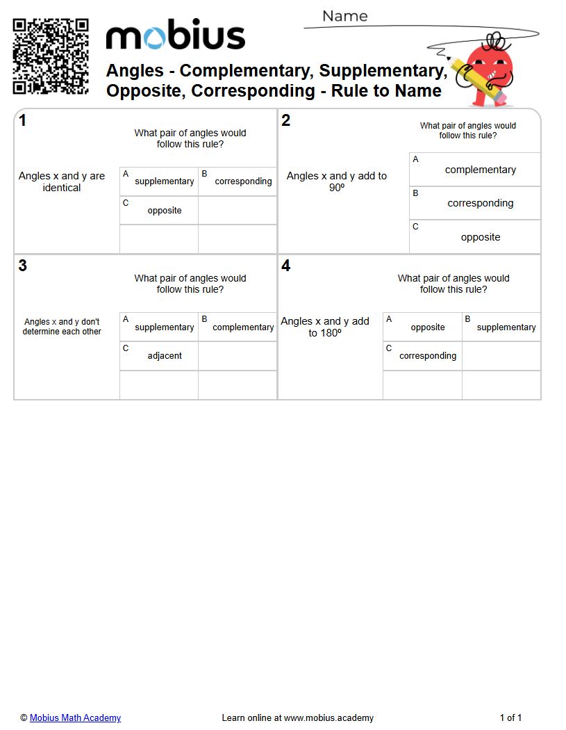 Complementary, Supplementary, Opposite, Corresponding - Rule to Name ...