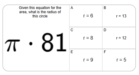 Area of a Circle - Equation to Radius - Squared Values (Level 1 ...