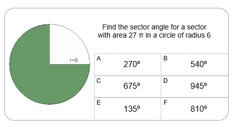 Area of a Circle Sector From Area to Angle (Equation) (Level 1 ...