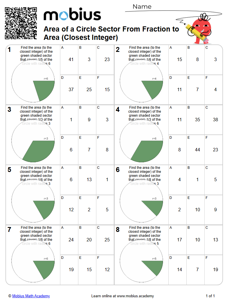 Level 2 | Circles | Grade 9 Math Worksheets - Mobius Math Academy