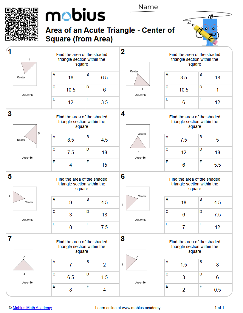 Area of an Acute Triangle - Center of Square (from Area) (Level 1 ...