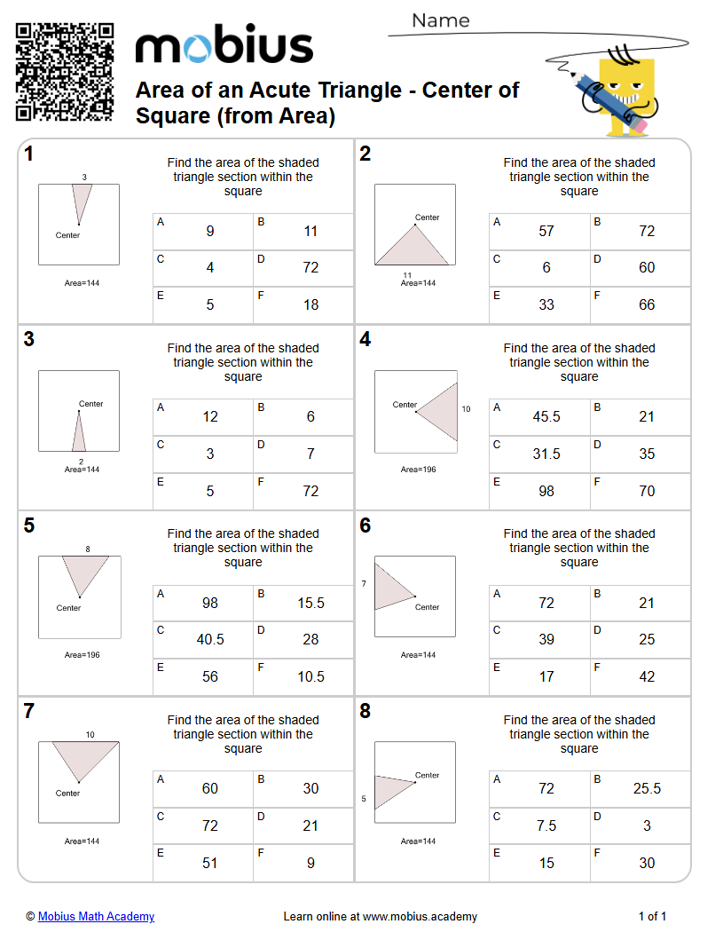 Level 3 | Geometry 2D | Grades 6-9 Math Worksheets - Mobius Math Academy