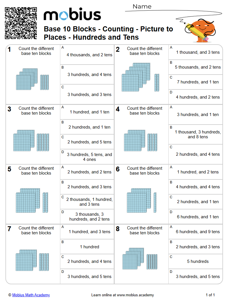 Base 10 Blocks - Counting - Picture to Places - Hundreds and Tens ...