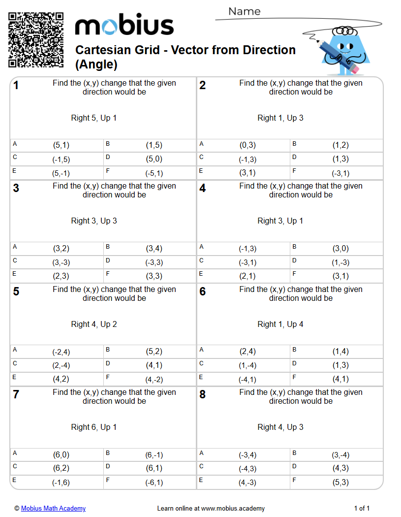 Cartesian Grid - Vector from Direction (Angle) (Level 2) - Mobius Math ...