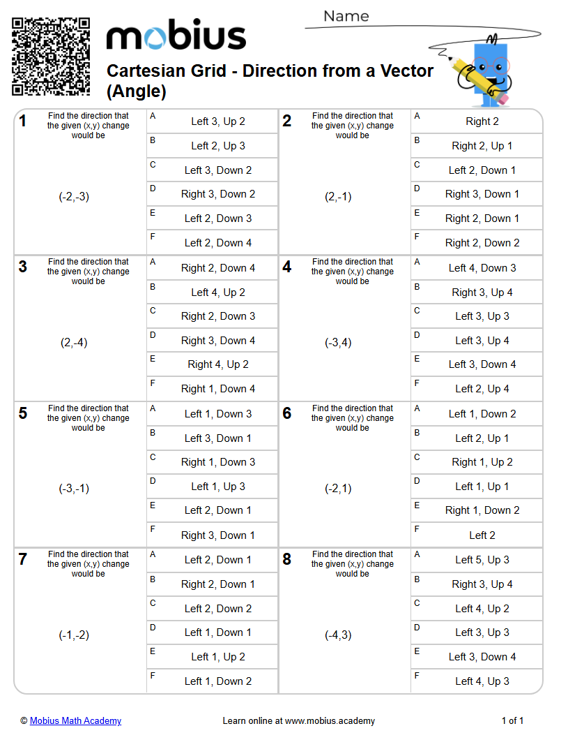 Cartesian Grid - Direction from a Vector (Angle) (Level 3) - Mobius ...