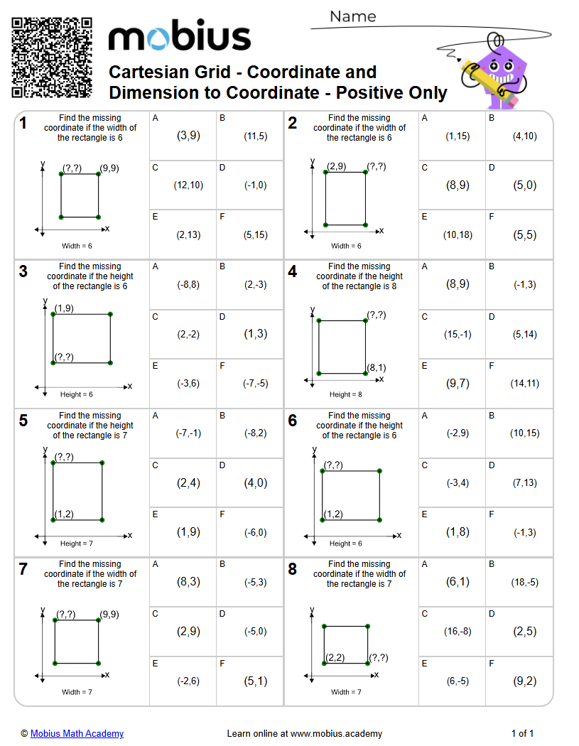 Coordinate and Dimension to Coordinate - Positive Only (Level 2 ...