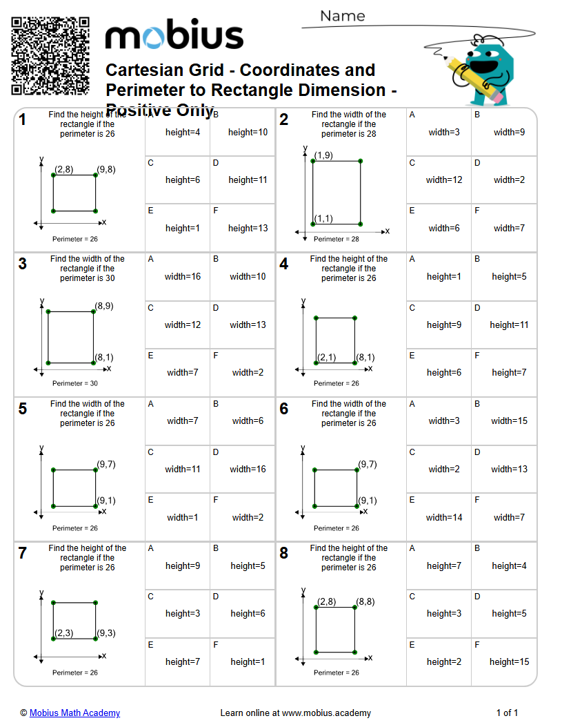Cartesian Grid - Coordinates and Perimeter to Rectangle Dimension ...