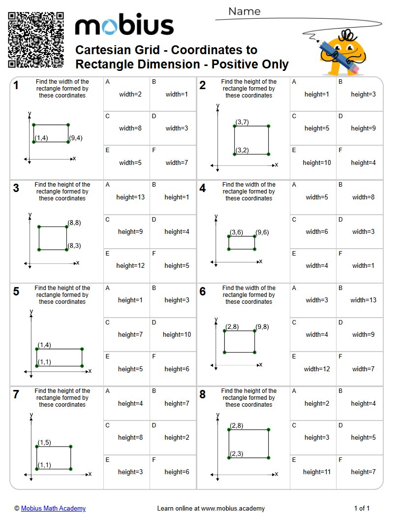Cartesian Grid - Coordinates to Rectangle Dimension - Positive Only ...