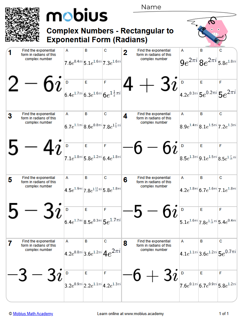 Rectangular to Exponential Form (Radians) (Level 1) | Complex Numbers ...
