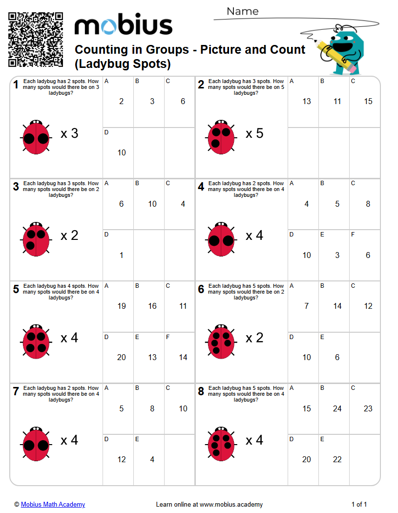 Counting in Groups - Picture and Count (Ladybug Spots) | Level 1 ...