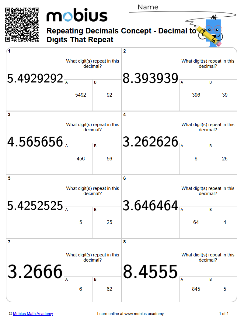 Repeating Decimals Concept - Decimal to Digits That Repeat | Level 2 ...