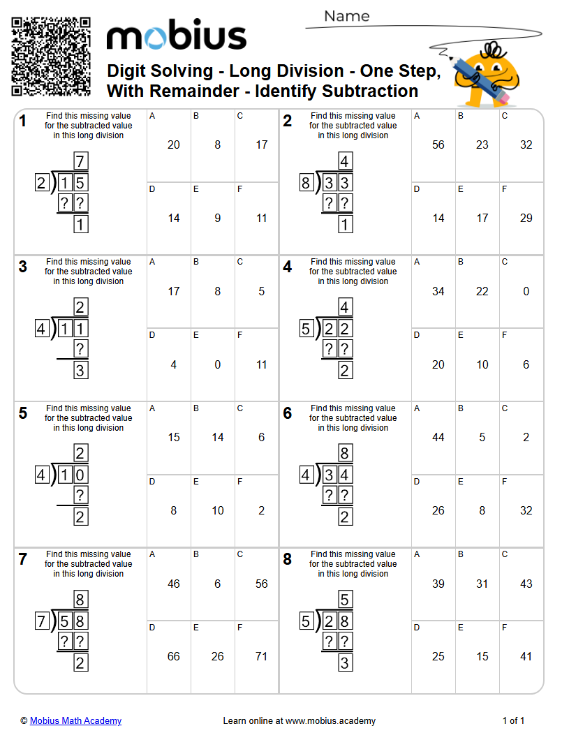 Level 1 | Multiply/Divide | Grades 4-5 Math Worksheets - Mobius Math ...