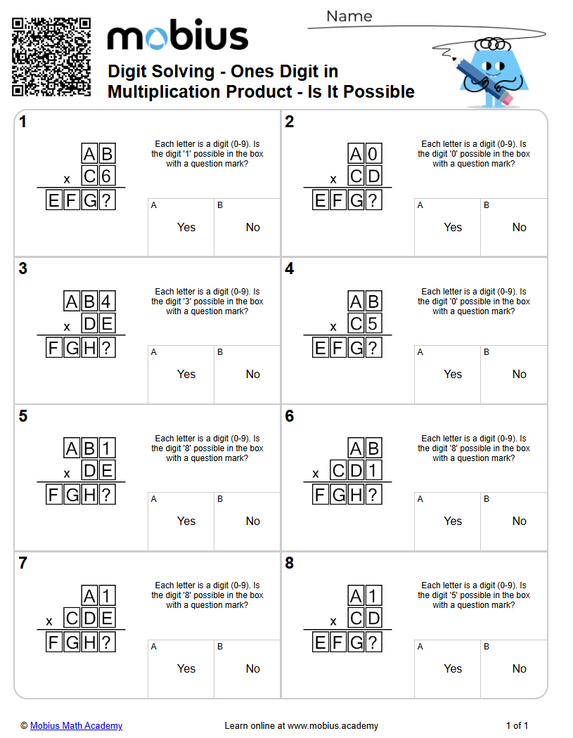 Digit Solving - Ones Digit in Multiplication Product - Is It Possible ...