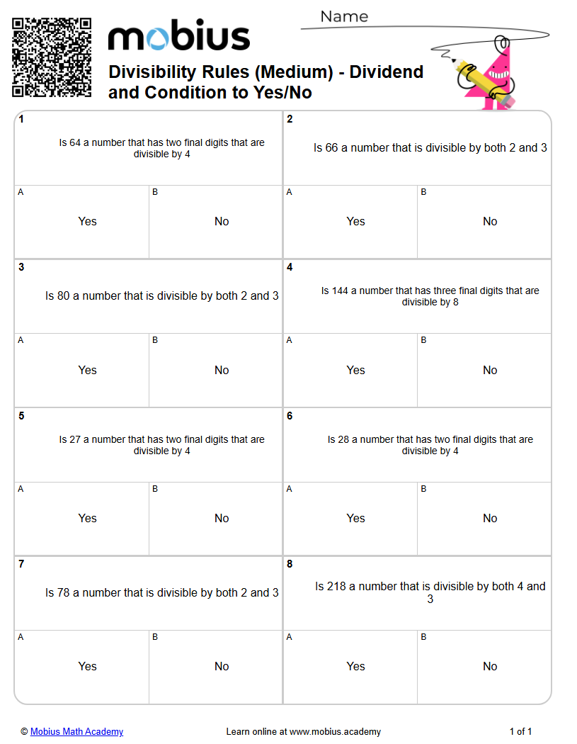 Divisibility Rules (Medium) - Dividend and Condition to Yes/No | Level ...