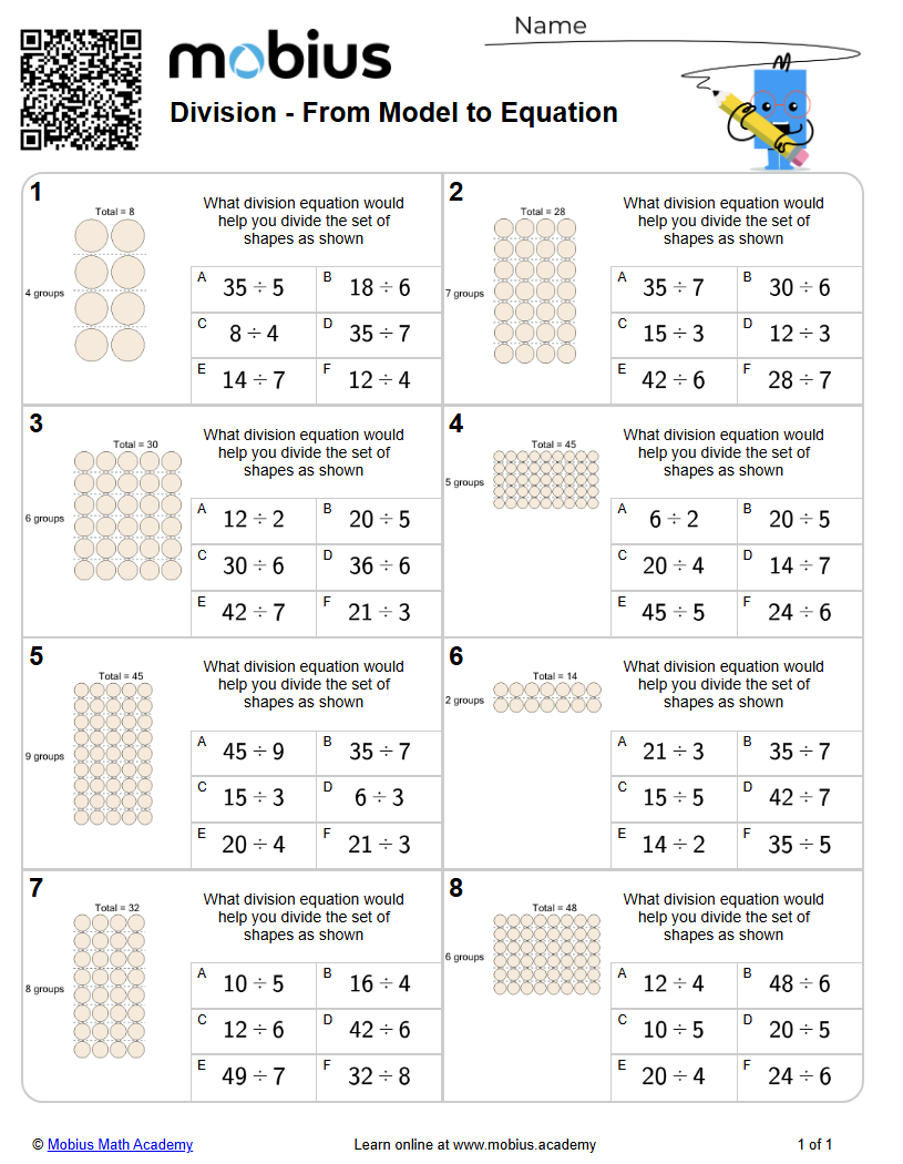 Level 2 | Multiply/Divide | Grades 3-4 Math Worksheets - Mobius Math ...