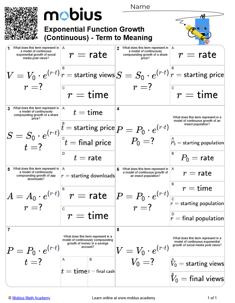 Level 1 | Exponents | Grades 10-11 Math Worksheets - Mobius Math Academy