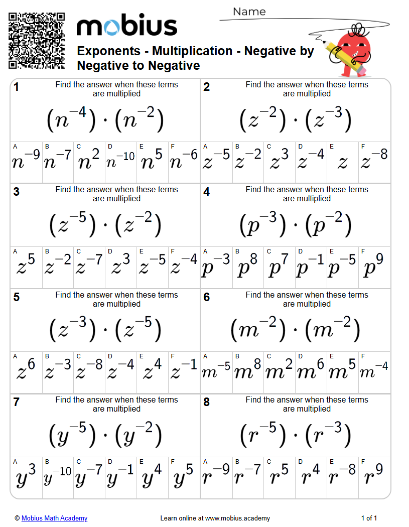 Exponents | Multiplication - Negative by Negative to Negative (Level 1 ...