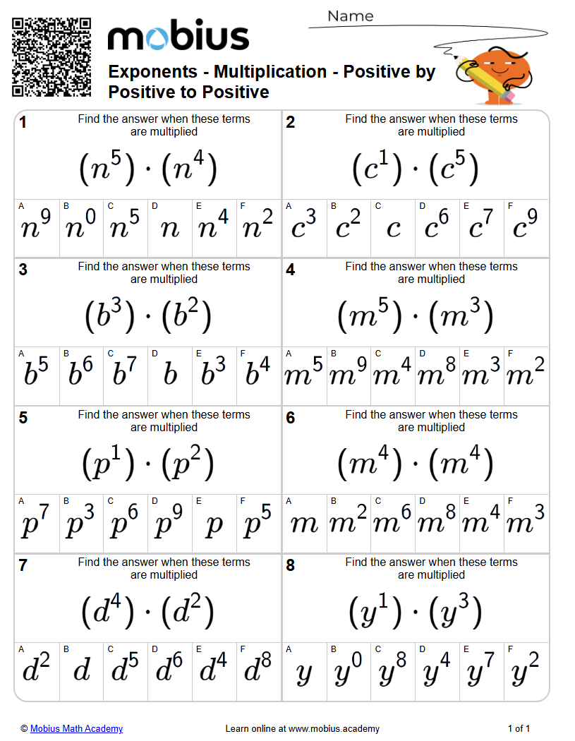 Multiplication - Positive by Positive to Positive (Level 1) | Exponents ...