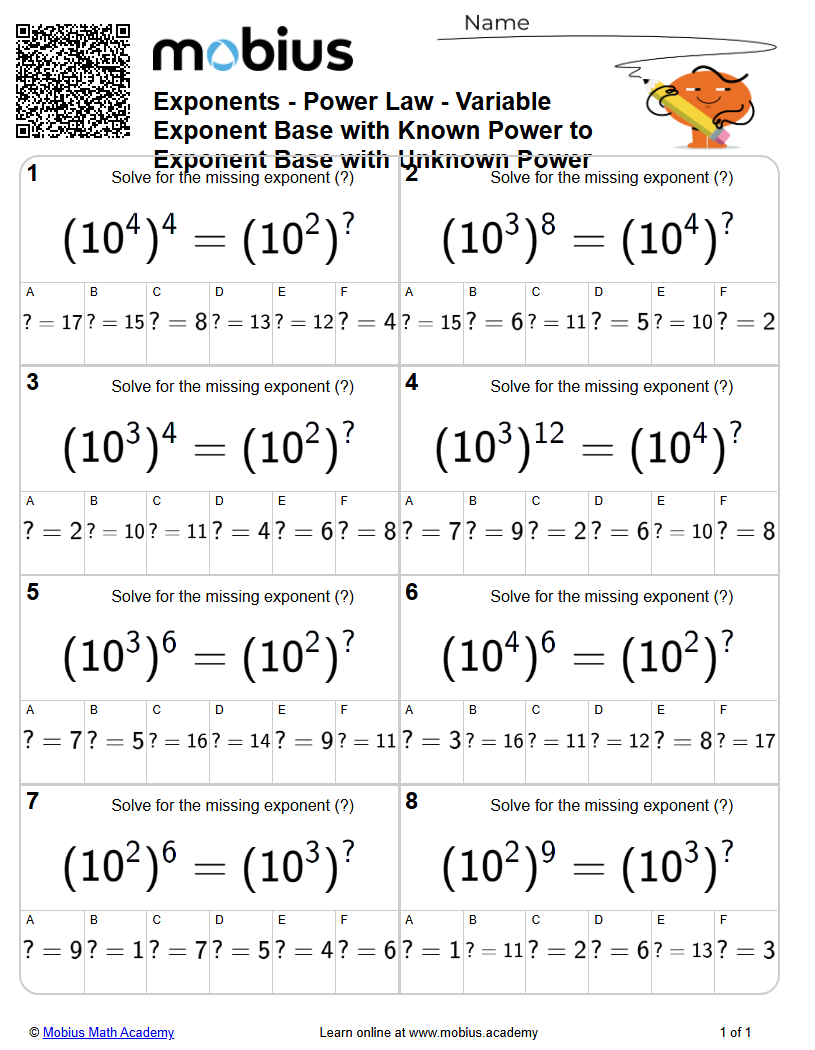Exponents - Power Law - Variable Exponent Base with Known Power to ...
