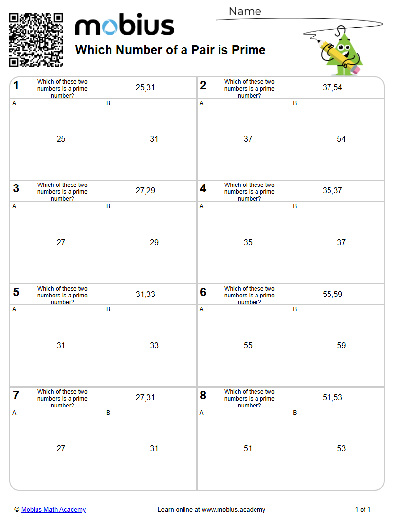 Level 2 | Factors/Primes | Grades 4-9 Math Worksheets - Mobius Math Academy