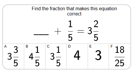 Fraction Addition - Missing Value (Mixed) - No Changed Denominator ...
