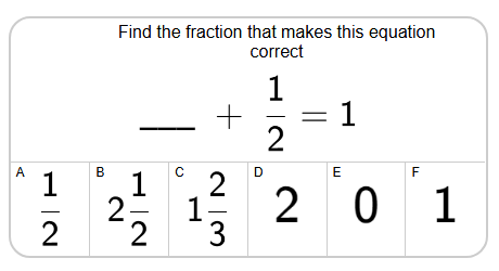 Fraction Addition - To Next Whole (Simple) - One Changed Denominator ...