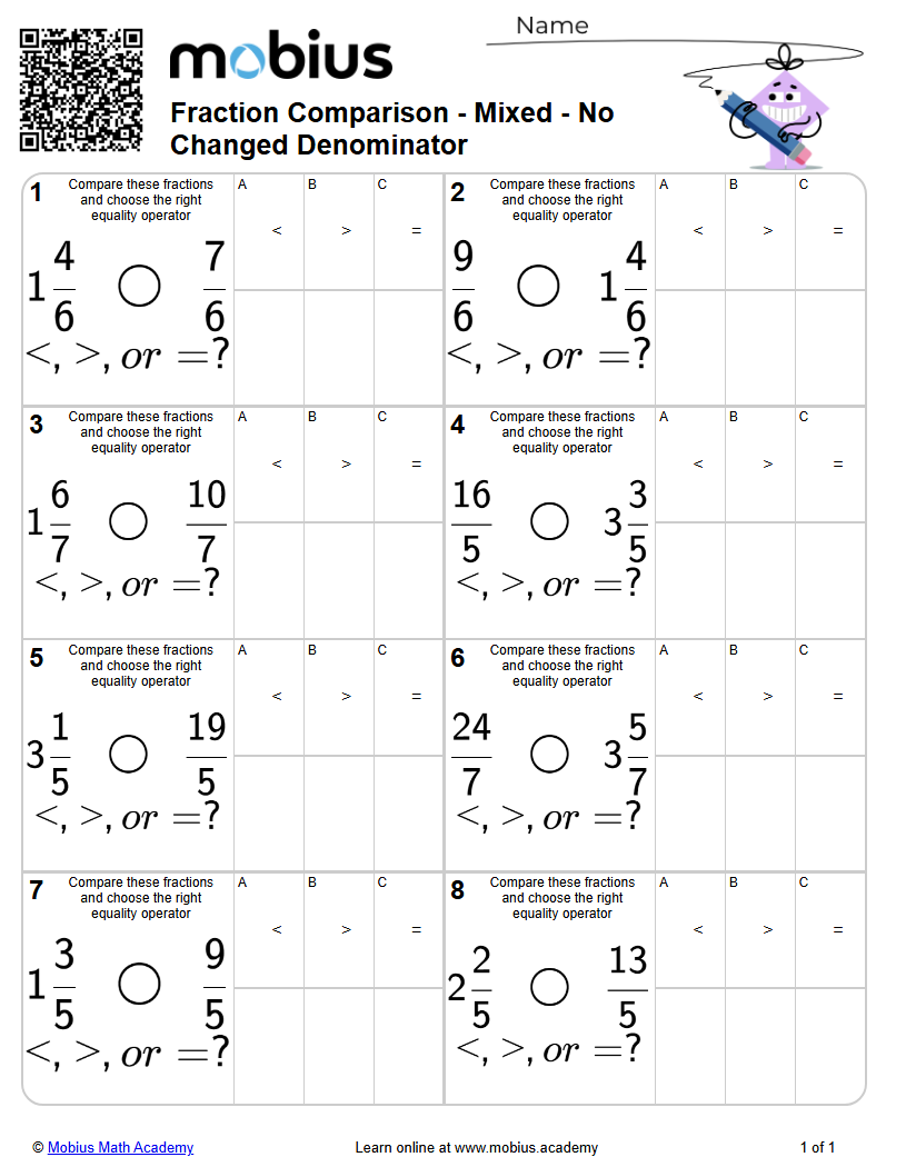 Level 2 | Fractions/Decimals | Grade 4 Math Worksheets - Mobius Math ...