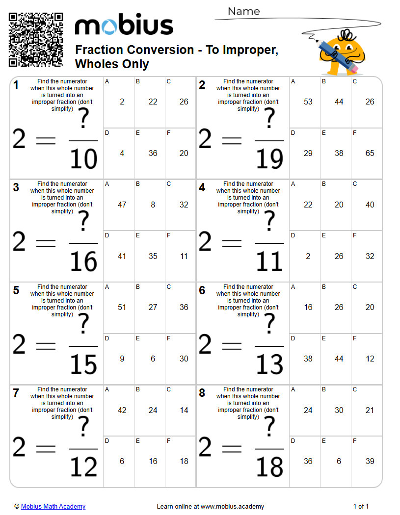 Level 3 | Fractions/Decimals | Grade 5 Math Worksheets - Mobius Math ...
