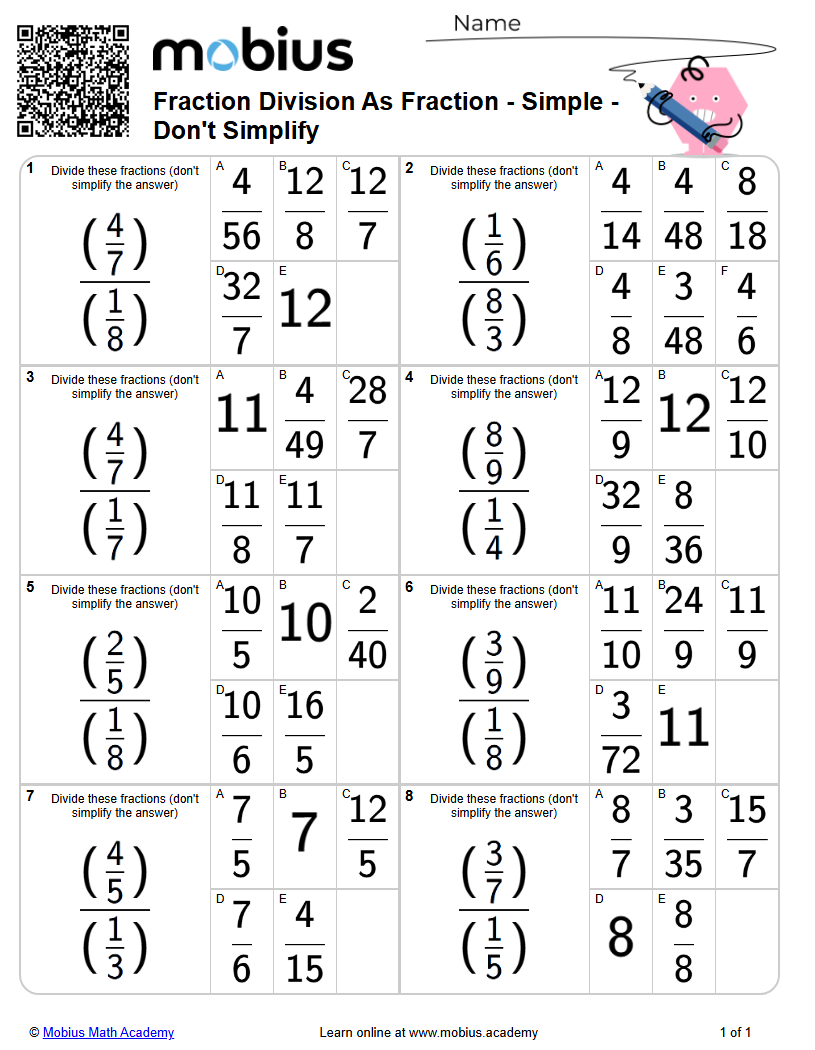 Level 2 | Fractions/Decimals | Grade 11 Math Worksheets - Mobius Math