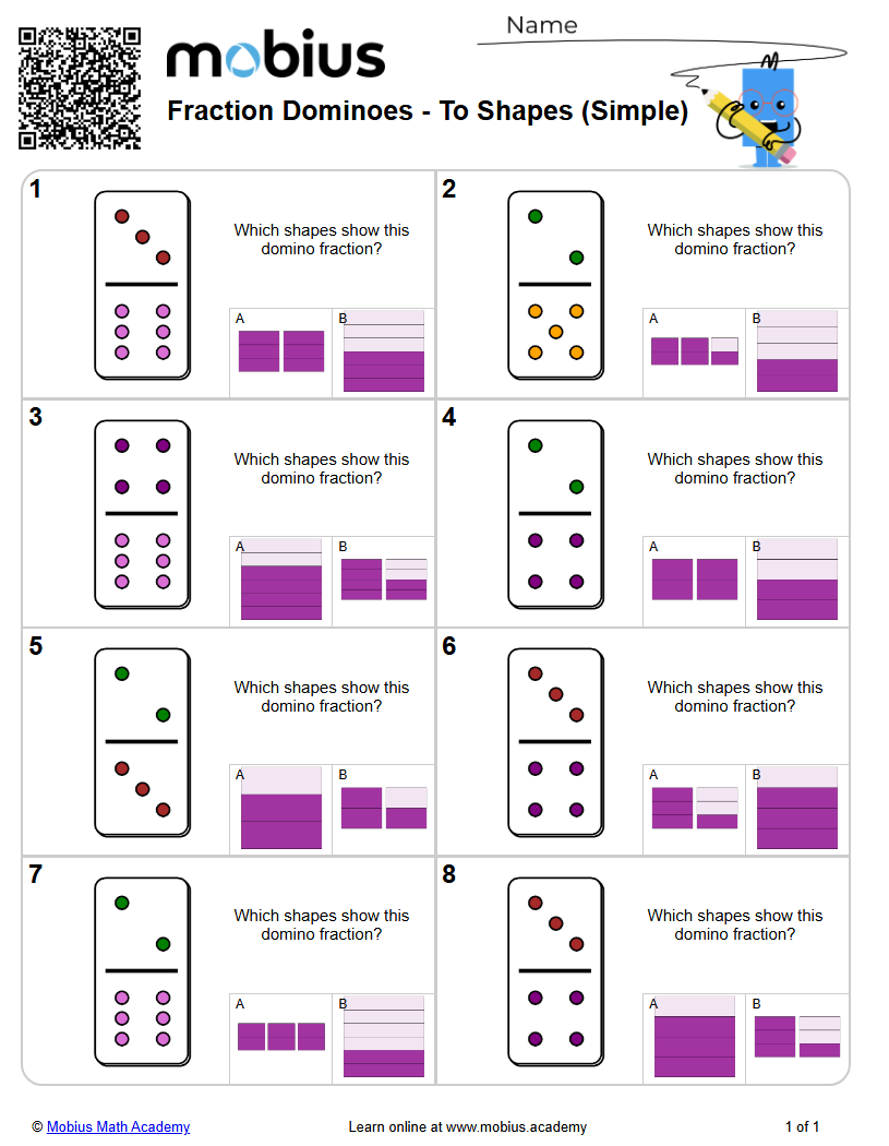 Level 1 | Fractions/Decimals | Grade 2 Math Worksheets - Mobius Math ...