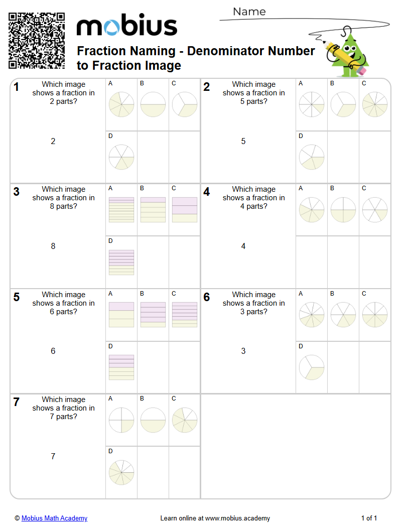 Level 2 | Fractions/Decimals | Grades 1-2 Math Worksheets - Mobius Math ...