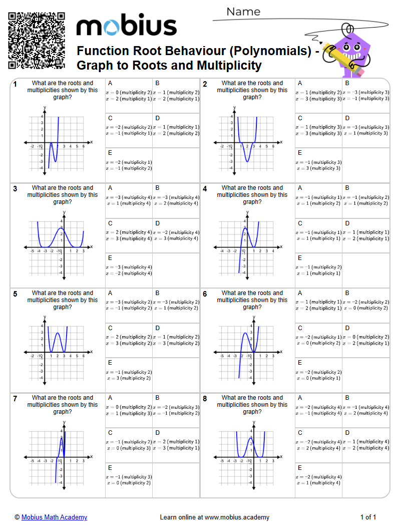 Level 1 | Algebra | Grades 11-12 Math Worksheets - Mobius Math Academy