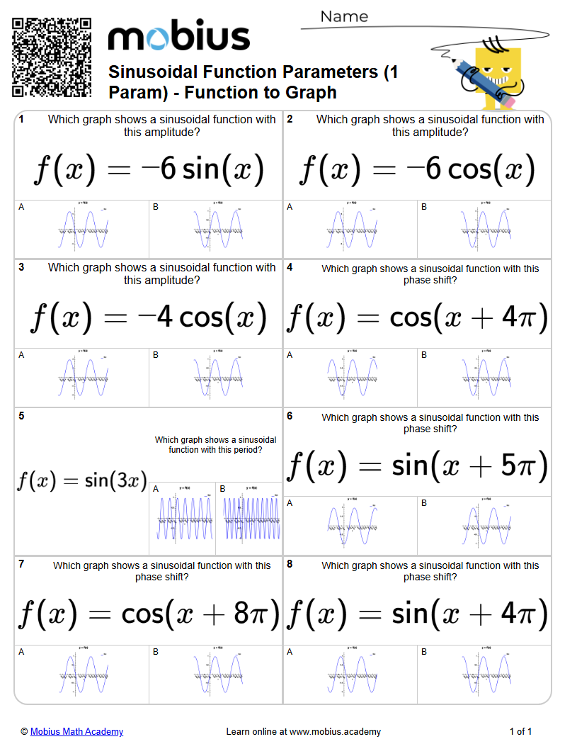 Level 1 | Algebra | Grades 11-12 Math Worksheets - Mobius Math Academy