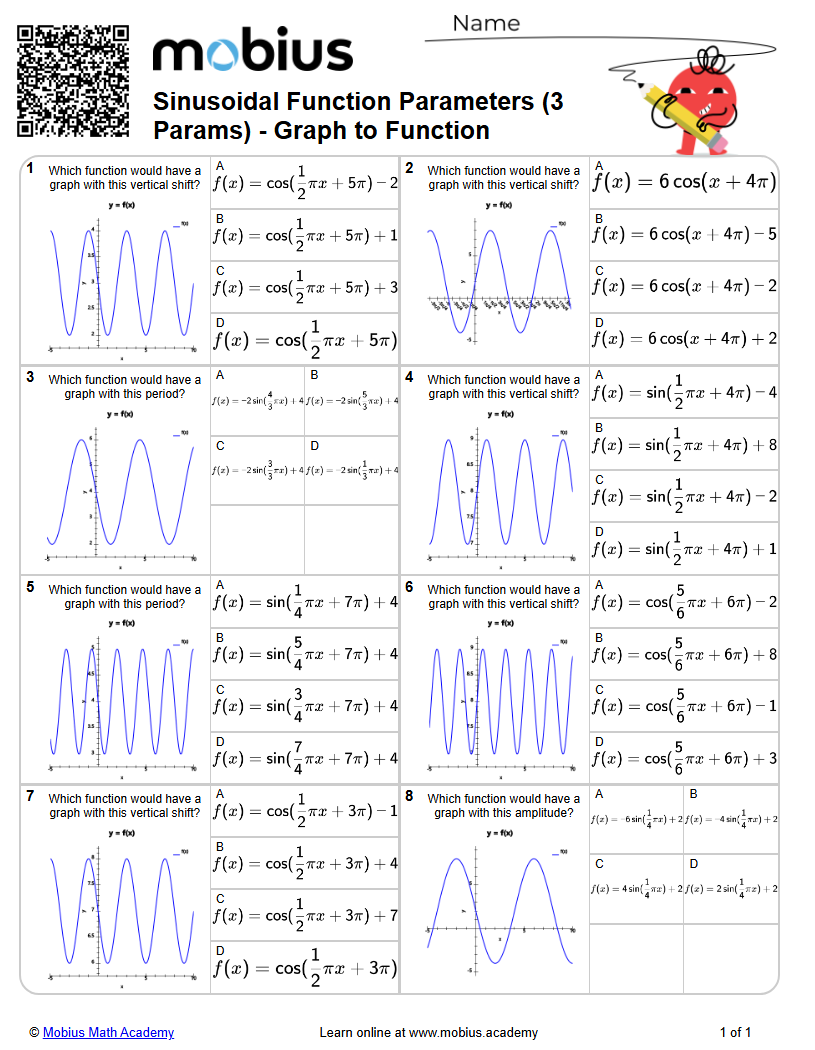 Level 1 | Algebra | Grades 11-12 Math Worksheets - Mobius Math Academy