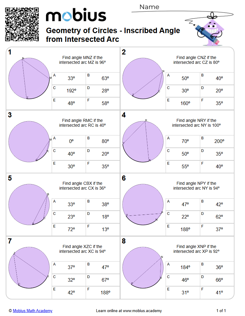 Geometry of Circles | Inscribed Angle from Intersected Arc (Level 1 ...