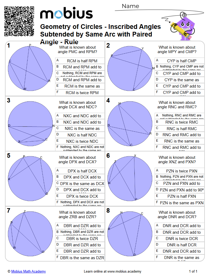 Geometry of Circles - Inscribed Angles Subtended by Same Arc with ...