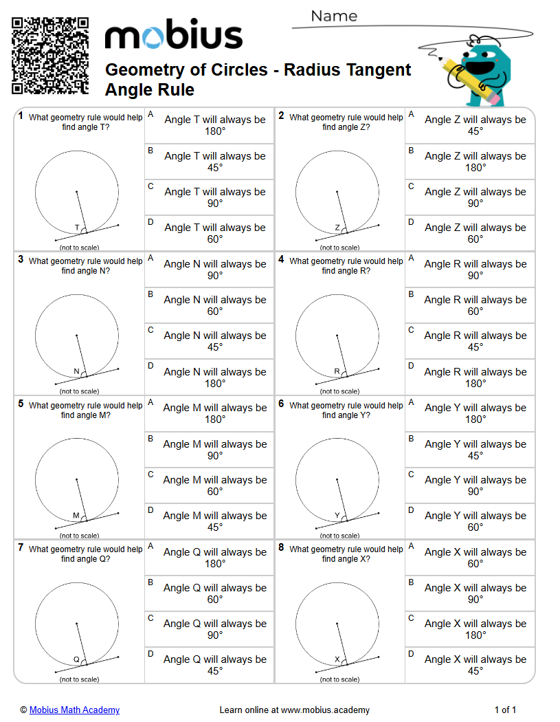 Geometry of Circles | Radius Tangent Angle Rule (Level 1) | Grades 9-11 ...