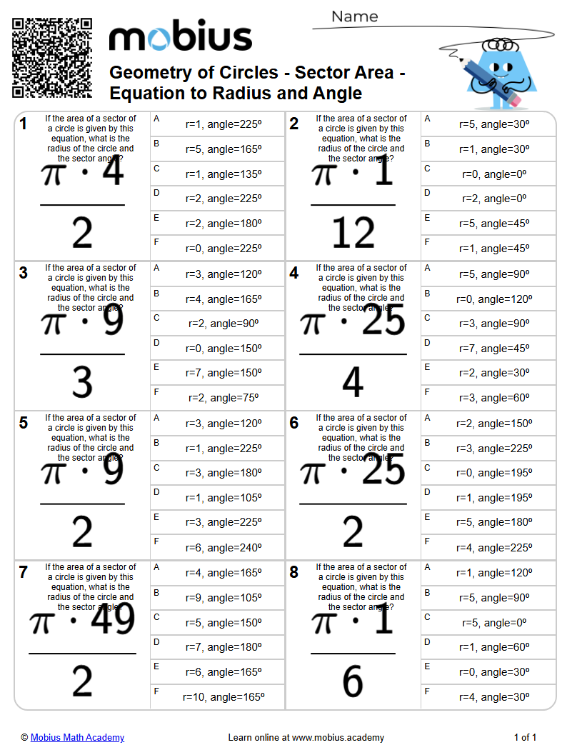 Geometry of Circles - Sector Area - Equation to Radius and Angle (Level ...