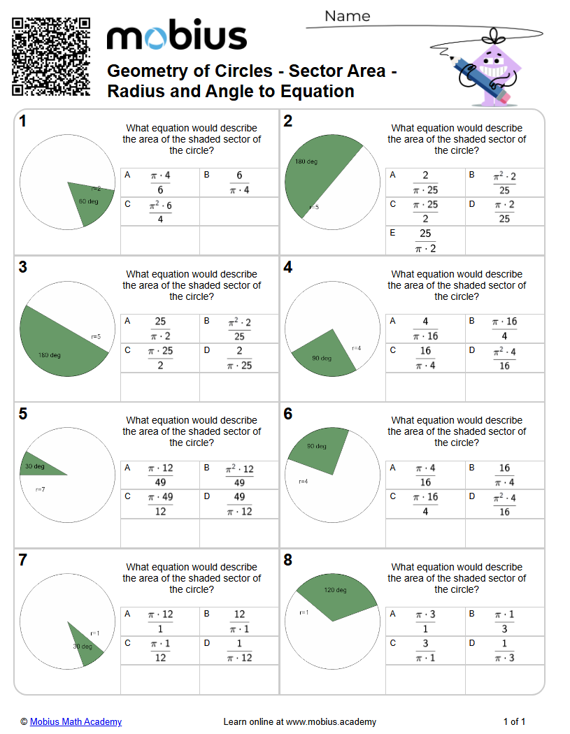 Geometry of Circles | Sector Area - Radius and Angle to Equation (Level ...