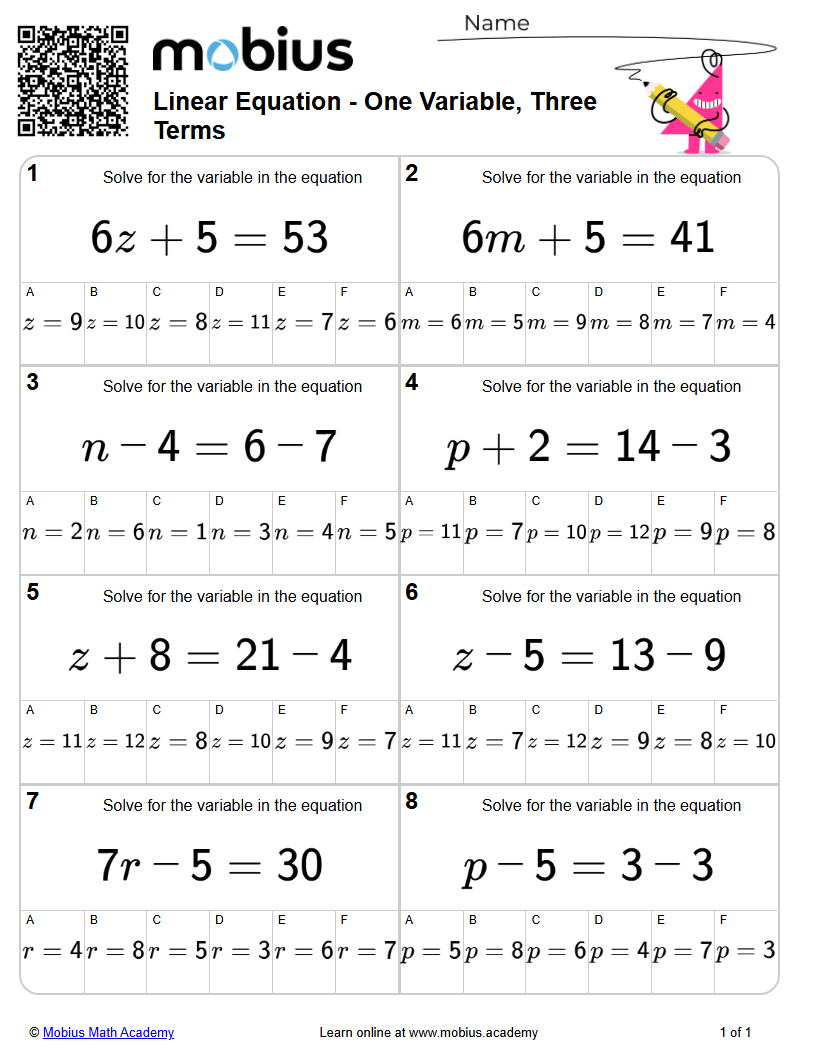 One Variable, Three Terms (Level 1) | Algebra | Grades 7-9 Math ...