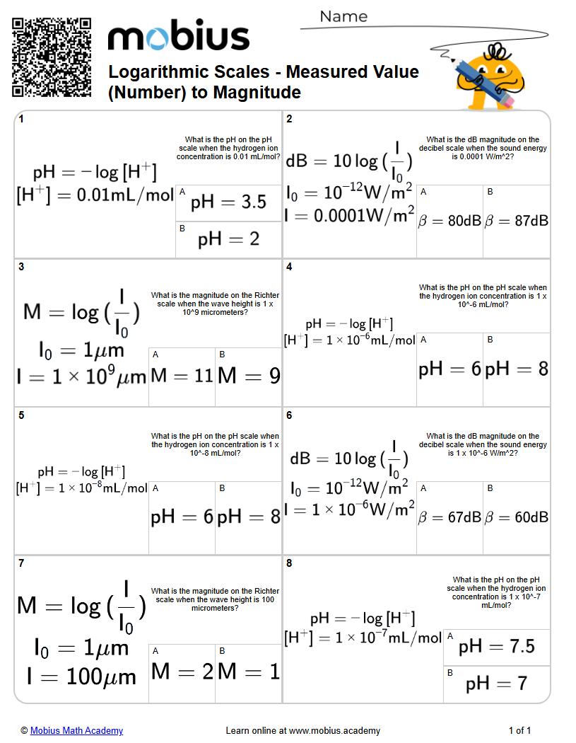 Level 1 | Exponents | Grades 11-13 Math Worksheets - Mobius Math Academy