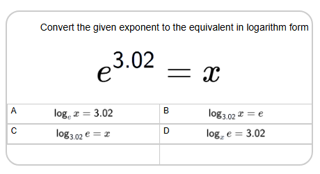 Logarithms - Convert Exponent to Logarithm - Natural Base (Level 1 ...