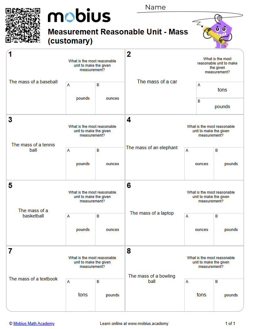 Level 1 | Grade 0 Math Worksheets - Mobius Math Academy