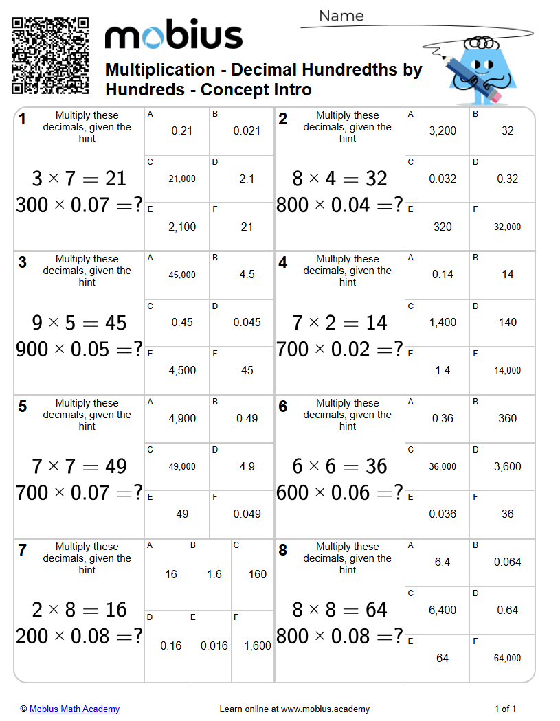 Multiplication | Decimal Hundredths by Hundreds - Concept Intro (Level ...