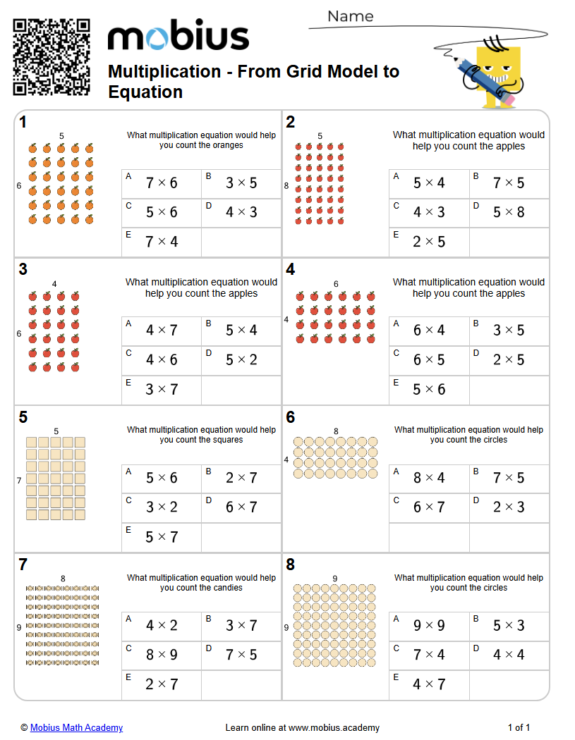 From Grid Model to Equation (Level 3) | Multiply/Divide | Grades 2-5 ...