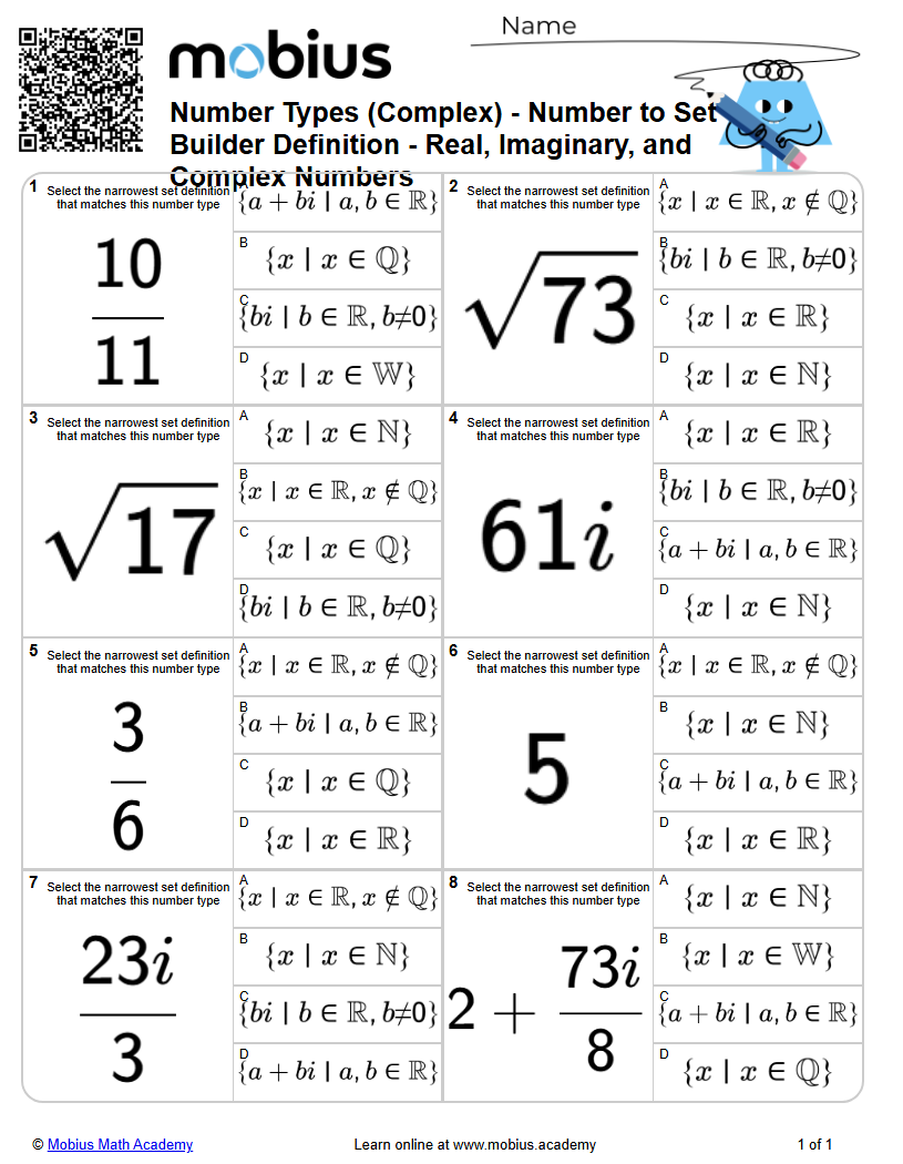 Number Types (Complex) - Number to Set Builder Definition - Real ...